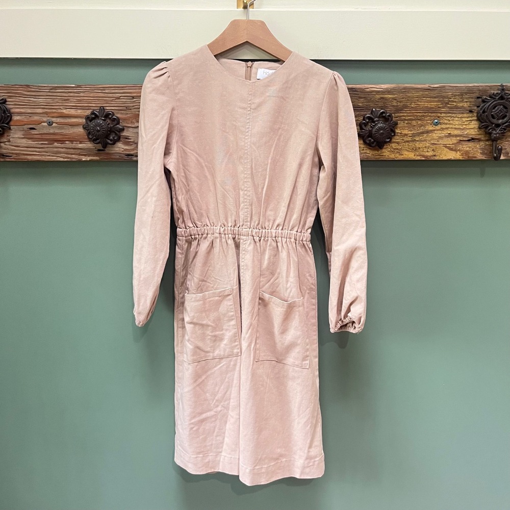 Hadas Kids Girls Dusty Rose Long Sleeve Elastic Waist Pocket Dress Size 10